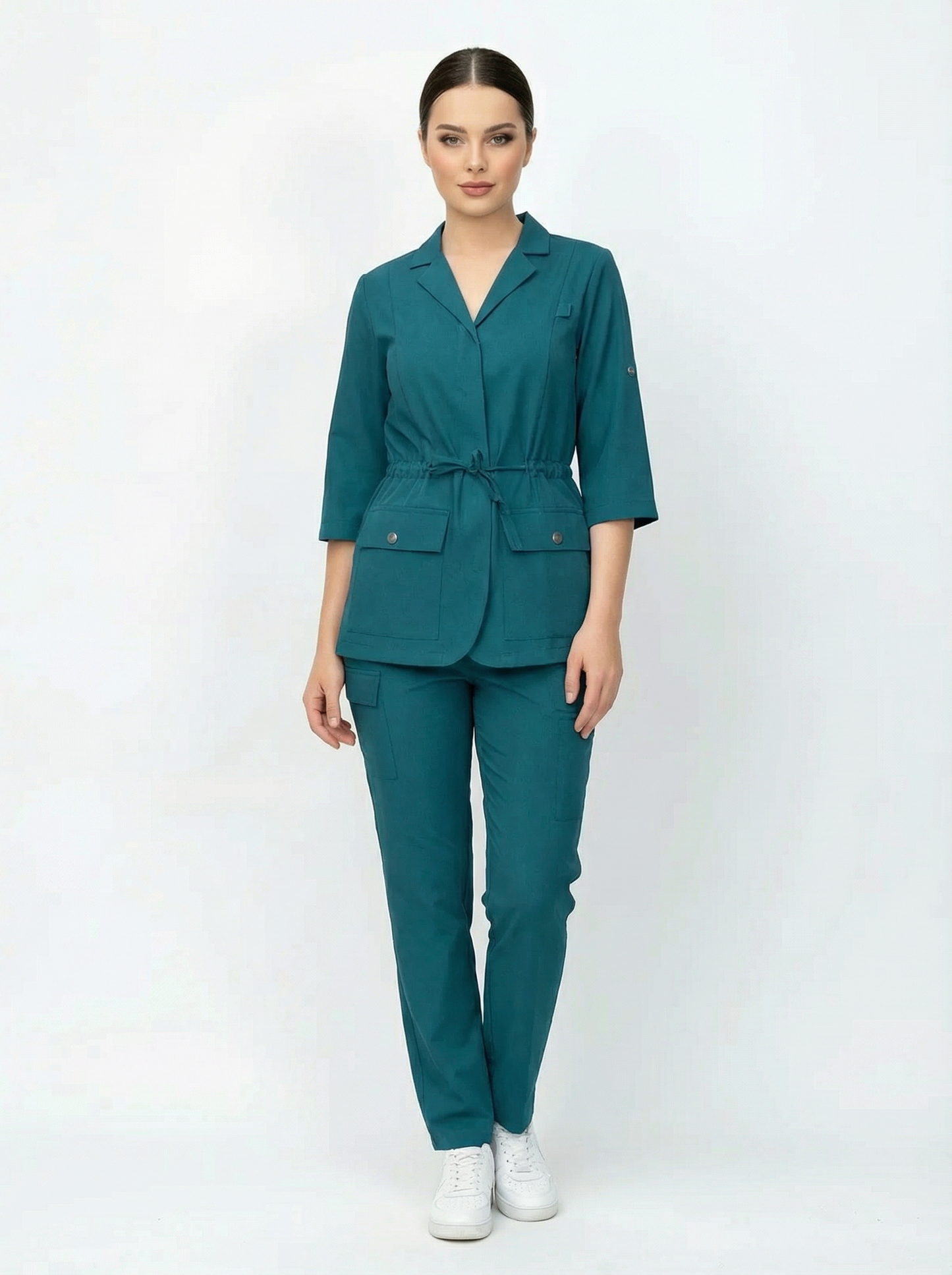 L I S B O N | Petrol Yeşili Premium Likralı Ceket Üniforma Takım