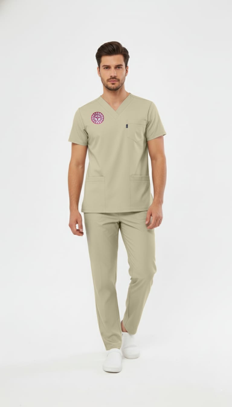 Class Üniforma Bej Sağlık Teknisyen, Tekniker Forması Likralı Scrubs Kadın (Yeni Yönetmeliğe Uygun - Moth)