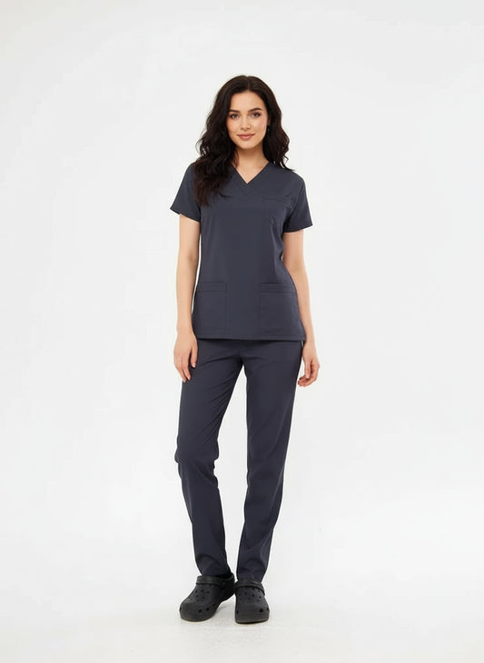 Classic - Antrasit Kadın Likralı Üniforma Takımı