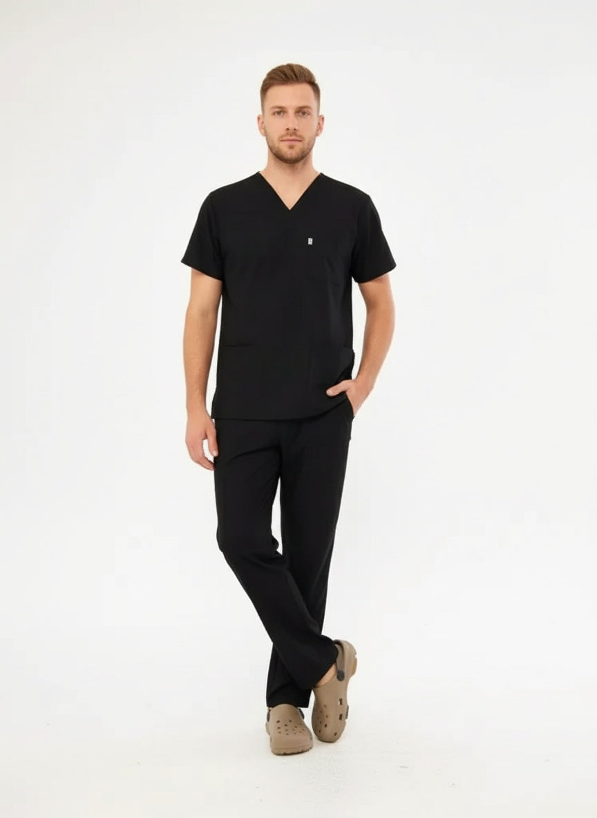 Classic - Siyah Erkek Likralı Üniforma Takımı