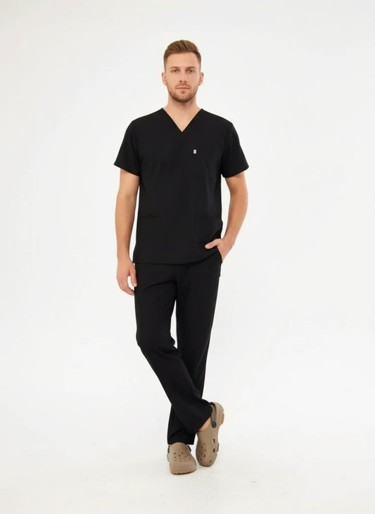 Classic - Siyah Erkek Likralı Üniforma Takımı