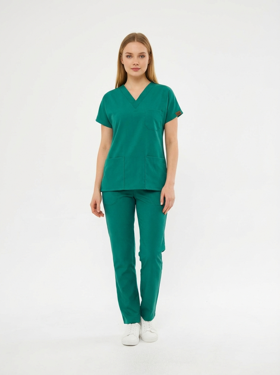 Classic - Cerrahi Yeşili Kadın Likralı Üniforma Takımı