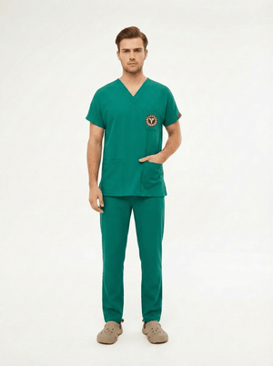 Cerrahi Yeşil Ameliyathane Çalışan Forması Likralı Scrubs Takım (Yeni Yönetmeliğe Uygun - Forsty) - Class Üniforma hemşire formaları, medikal önlükler