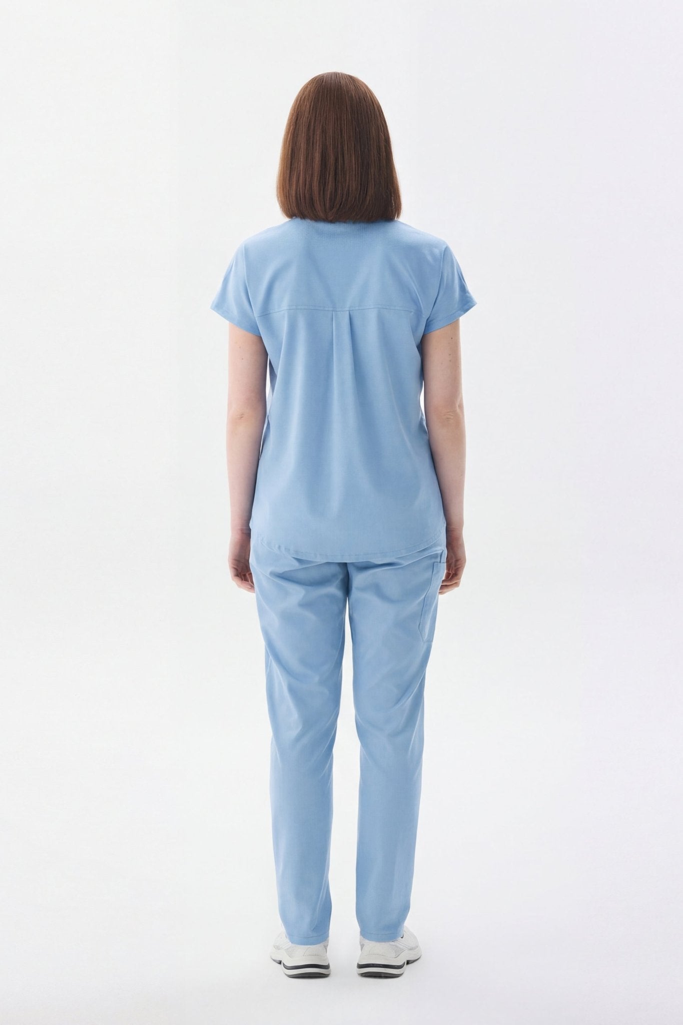 N O V A | Bebe Mavisi Kadın Likralı Hakim Yaka Yarım Pat Çıtçıtlı Hemşire Ve Doktor Forması Scrubs - Class Üniforma hemşire formaları, medikal önlükler