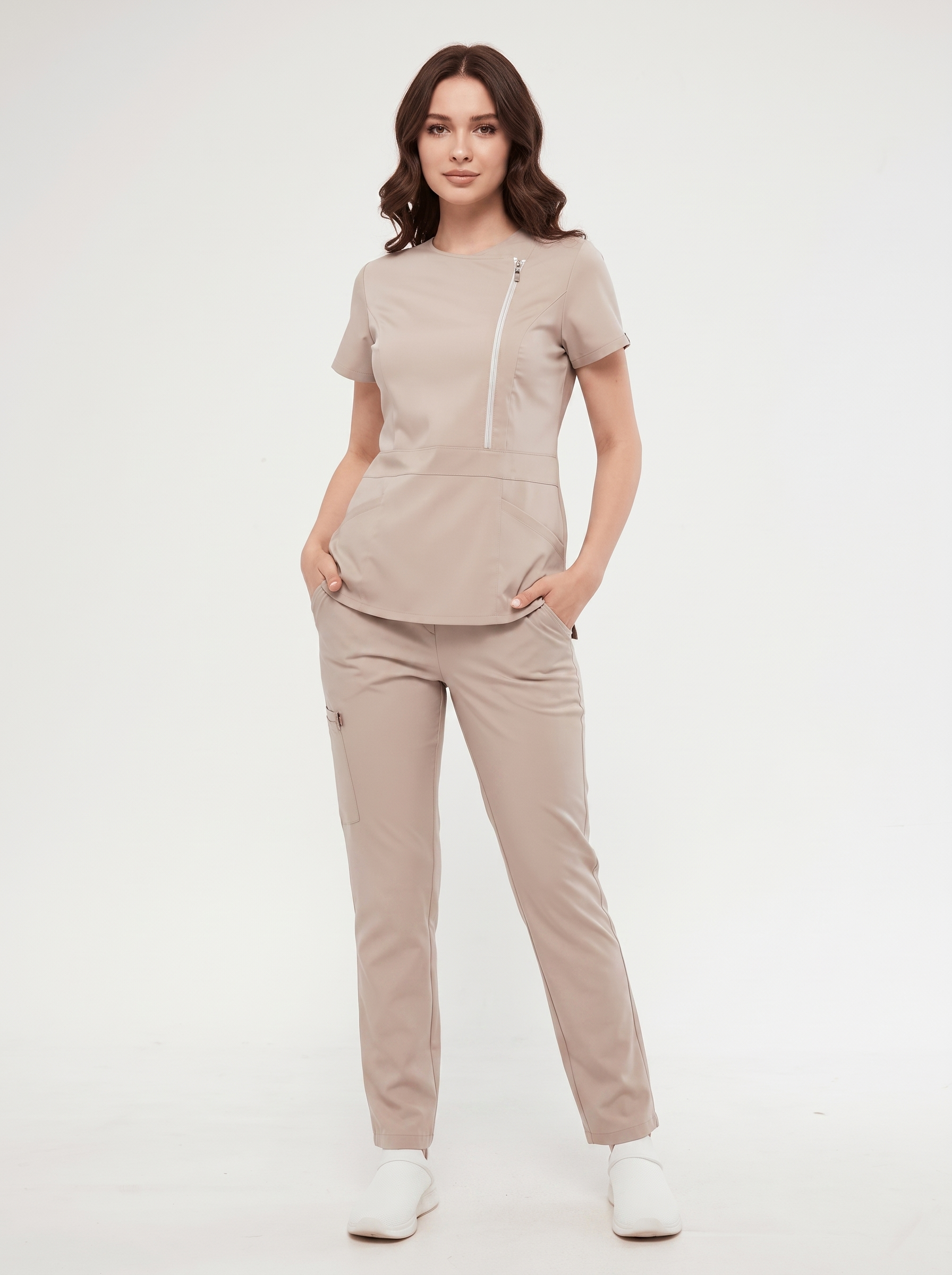 Kyiv | Sand Beige Luxury Lycra Nurse Uniform