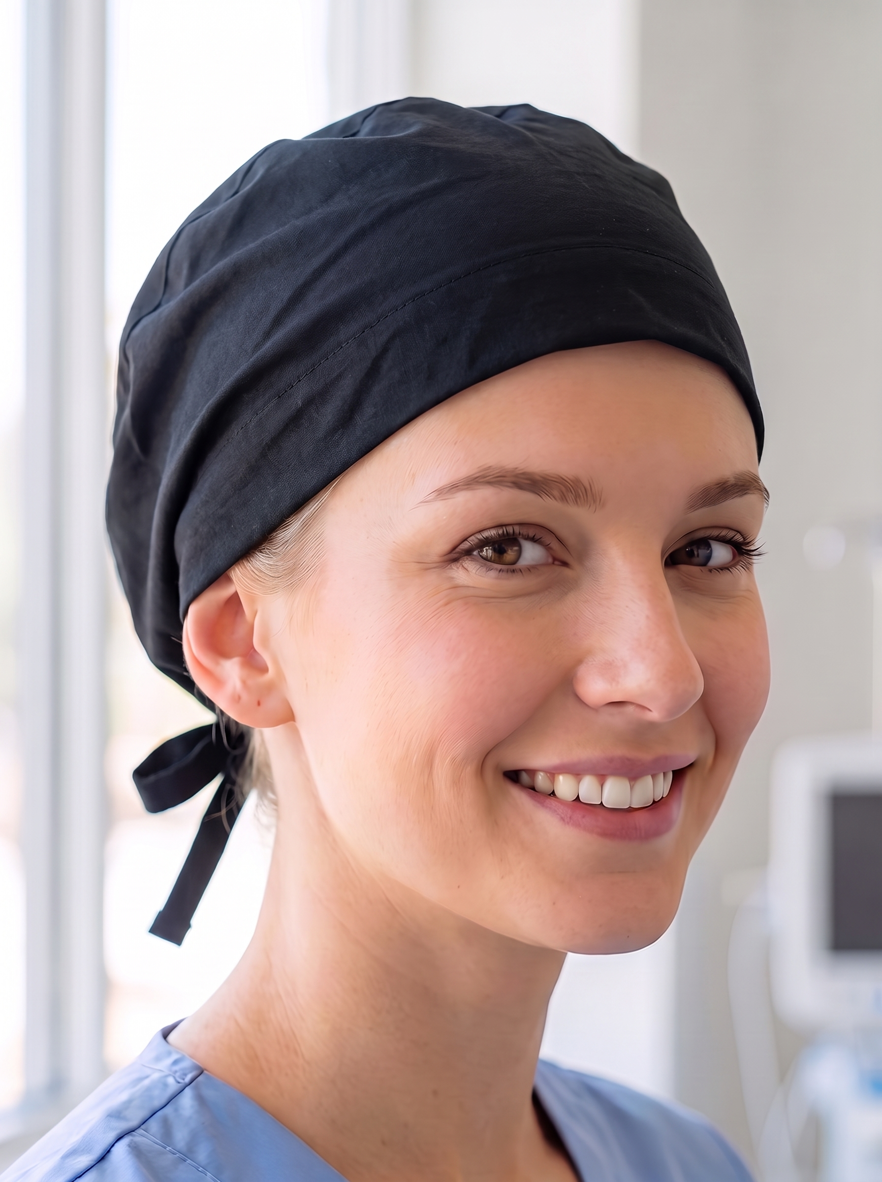Düz Siyah Cerrahi Bone Hemşire Doktor Bonesi Unisex