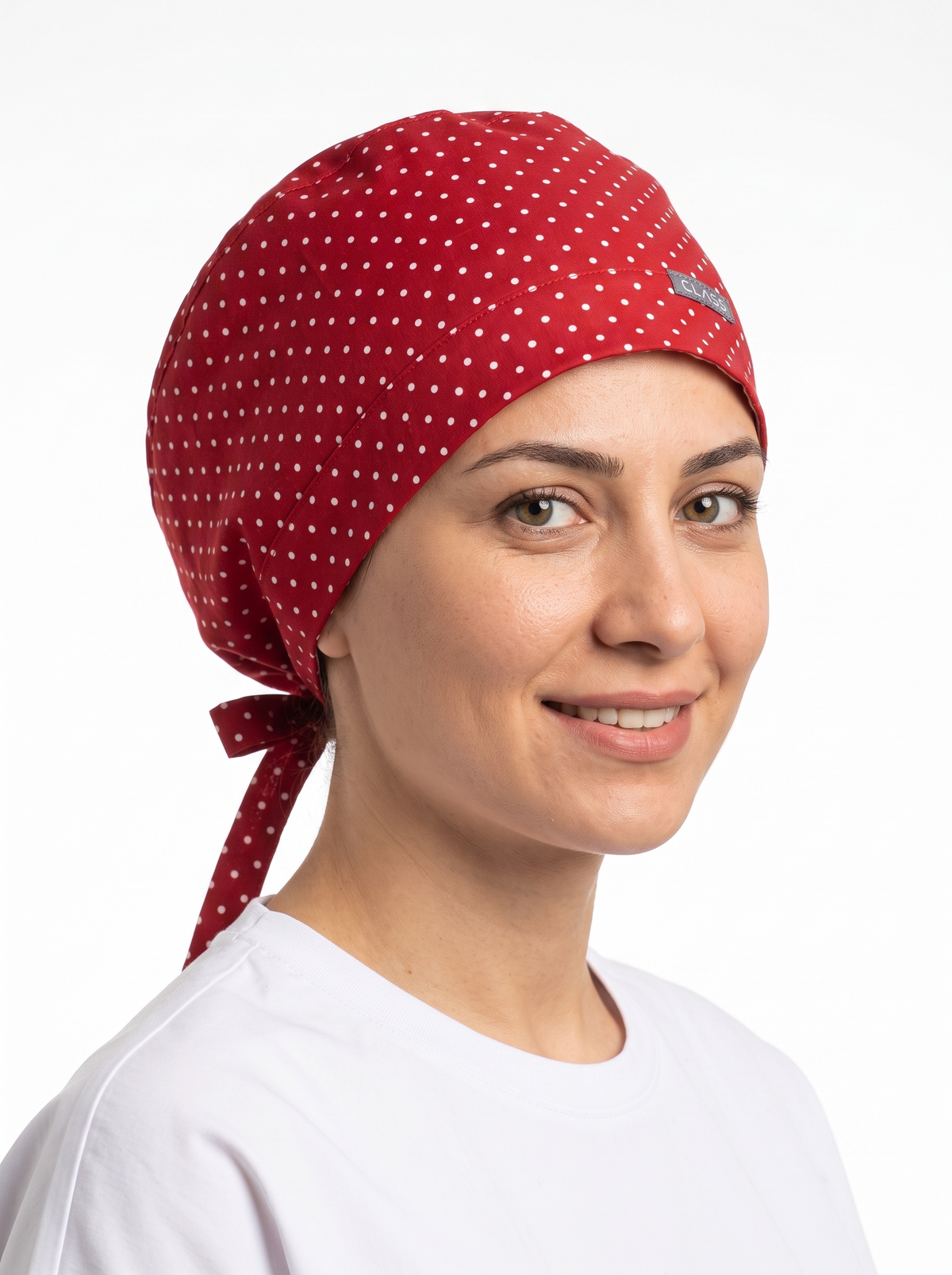 Beyaz Nokta Desenli Cerrahi Bone Hemşire Doktor Bonesi Unisex