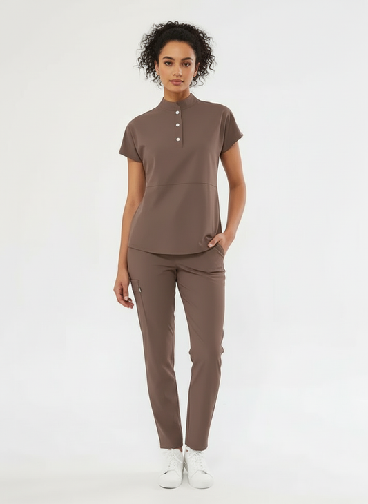 N O V A | Kahverengi Premium Likralı Üniforma Takımı