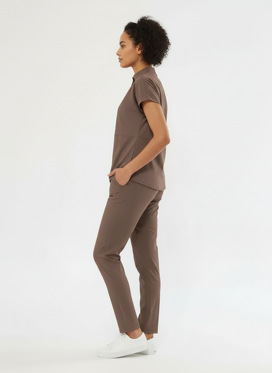 N O V A | Kahverengi Premium Likralı Üniforma Takımı