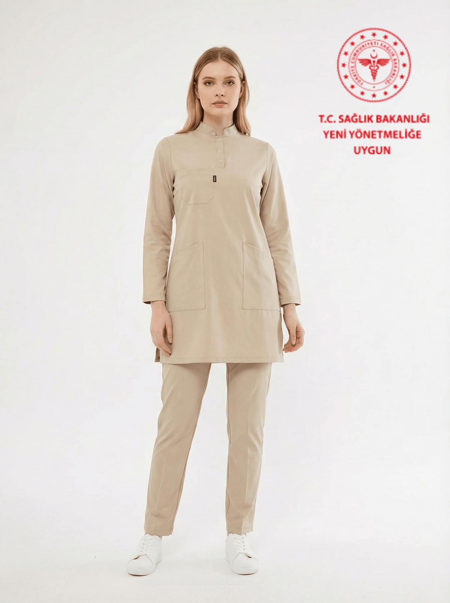 Tesettür Teknisyen - Tekniker - Tıbbi Sekreter Forması Scrubs Likralı Takım Sağlık Bakanlığı Uyumlu - Moth - Class Üniforma hemşire formaları, medikal önlükler