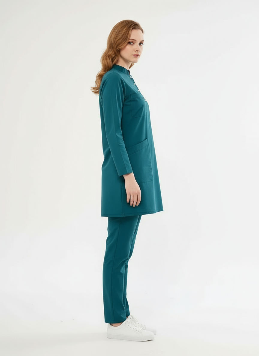 Хиджаб - комплект униформы медсестры из лайкры цвета петролеум