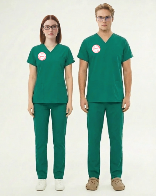 Cerrahi Yeşil Ameliyathane Çalışan Forması Likralı Scrubs Takım (Yeni Yönetmeliğe Uygun - Forsty)
